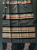 An unusual 19th century possibly Eastern European velvet and silk woven stripe ladies apron with