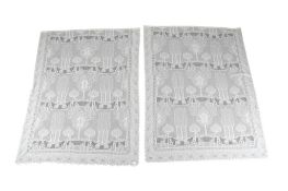 The last pair of a collection of C. F. A. Voysey ‘The Stag’ design cream machine lace curtain