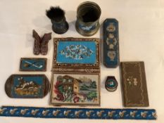 A collection of fine Berlin beadwork; to include a ‘dog’ motif beaded pouch, a shaving brush and