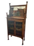 An Art Nouveau mahogany and marquetry display cabinet, width 91cm, depth 38cm, height 181cm