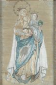 An Italian 18th century finely embroidered depiction of the “Immaculate Conception” showing Mary and