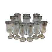 A collection of Dorothy Thorpe mid century silver band glasses, largest each 16cm high.