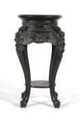 A Japanese ebonised wood jardiniere stand,width 45cm, depth 45cm, height 79cm