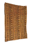 A hand woven African Bogolan Mali hanging, made from short loom 28cm and 14cm wide strips, into a
