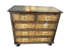 An 18th century style faux banded walnut chest of drawers, width 97cm, depth 53cm, height 87cm