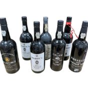 Seven bottles of vintage port to include Warre’s 1977 and 1985, Fonseca’s 1983, Delaforce 1986 and