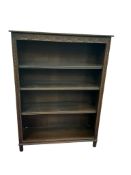 A 1920's oak bookcase, width 98cm, depth 34cm, height 135cm