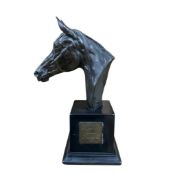 An Ormonde bronzed composition horse head trophy, Tote Placepot chase, Leicester, 30th November