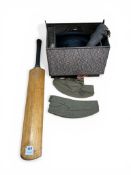 A cased Dunn & Co. top hat and two Royal Flying Corps caps, a brush, together with an SS ‘The