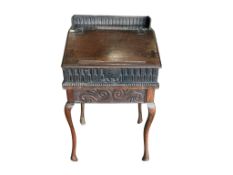 An 18th century oak bible box on later stand, width 60cm, depth 59cm, height 103cm