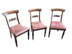 A set of six Regency mahogany dining chairs, width 47cm, depth 49cm, height 85cm