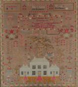A 19th century maple framed sampler by Jane S Aitken, dated 1856, embroidered with religious verse