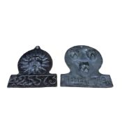 A Victorian Sun Alliance lead fire insurance plaque and a Shropshire fire plaque, larger 19cm high.