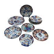 Ten 19th century and later Japanese Imari dishes, largest 30cm diameter.
