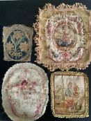 Three 19th century Aubusson tapestry panels and an earlier verdure panel, one of a figure in a