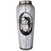 A silver-mounted Art Deco opaline and etched glass vase, marks for 1928. Height 16cm
