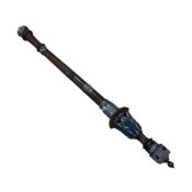 A silver and white metal mounted ceremonial style turned wooden baton, length 72cm.
