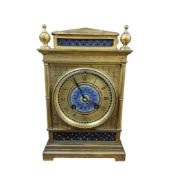 A late 19th century French ormolu and champleve enamel mantle clock, dial marked “Swinden & Sons,