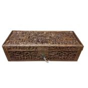 A Chinese rectangular carved sandalwood box, mid 19th century, 25cm