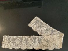 An ornate length of 19th century Point de Gaze needle lace trimming. Handmade with raised rose