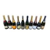Bottles of Moët & Chandon, Veuve Clicquot Ponsardin & Oeil De Perdrix, together with other champagne
