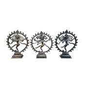 Three Indian bronze figures of dancing Shiva, height 31cm