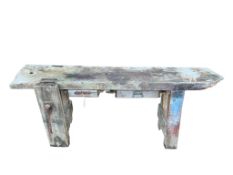 A Provincial wood work bench, width 204cm, height 79cm