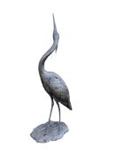 Tanya Russell, bronzed resin, standing heron, from an edition of 25, with original receipt and