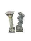 Two reconstituted stone garden pedestals, larger height 73cm