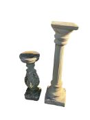 Two reconstituted stone garden pedestals, larger height 104cm