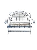 A painted metal garden bench, width 130cm, height 99cm