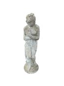 A reconstituted stone garden ornament of a female bather, height 114cm