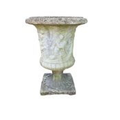 A reconstituted stone Chilstone type campana urn, diameter 62cm, height 85cm.