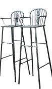 A pair of painted metal umpire style high chairs, height 194cm