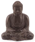 A Japanese bronze seated figure of the Great Buddha at Kamakura, 19th century, unsigned, height