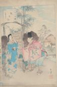 Mizuno Toshikata ((1866-1908))The Love Letter - Woman of around the Genroku Era ('Kesofumi -