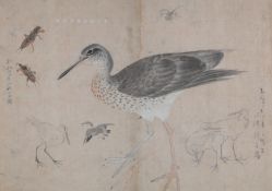 Manner of Okuhara Seiko (1837-1913)Plovers on the Gyotoku Riverwatercolour and gouache with