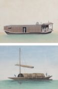Chinese School (Guangzhou (Canton), 1800-1820)Two Studies of trading boatspen, ink and watercolour
