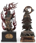 Two Japanese lacquered wood figures of Fudo Myo-o and Idaten, 19th century, the standing figure of