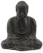 A Japanese bronze seated figure of the Great Buddha at Kamakura, 19th century, two character