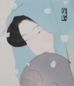 Tsunetomi Kitano (Japanese, 1880-1947)The Heroine Umekawa in the SnowFrom the series The Complete