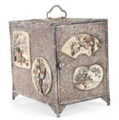 A Japanese silver, ivory and shibayama inlaid kodansu (table cabinet), Meiji period, five sides