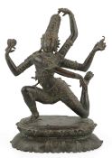 A South Indian copper alloy figure of dancing Shiva Nataraja, possibly 17th / 18th century,