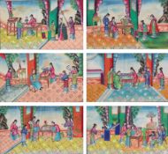 Y Y Chinese School (Guangzhou (Canton), Mid 19th century)Figure scenes of Prince and concubinesa set