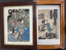 Two Japanese oban woodblock prints, 19th century; Kesai Eisen (1790-1848)Sano Matsuya uchi