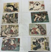 Kunisada School (19th century)Shunga from different series including Iro Zoroi Hana no Miyako; Isugi
