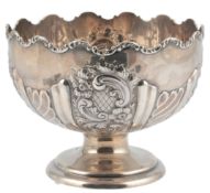 An Edwardian silver rose bowl by Henry Williamson Ltd, embossed with foliate and spiral fluted