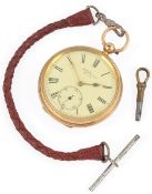 A Victorian part engine turned 18ct gold open faced keywind lever pocket watch, 'The Ludgate