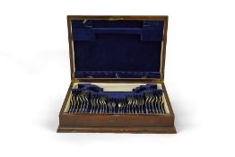 A matched set of 19th and 20th century English and Scottish silver Queens pattern flatware,