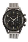 A gentleman's rare 1965 stainless steel 'pre-moon landing' Omega Speedmaster manual wind wrist watch